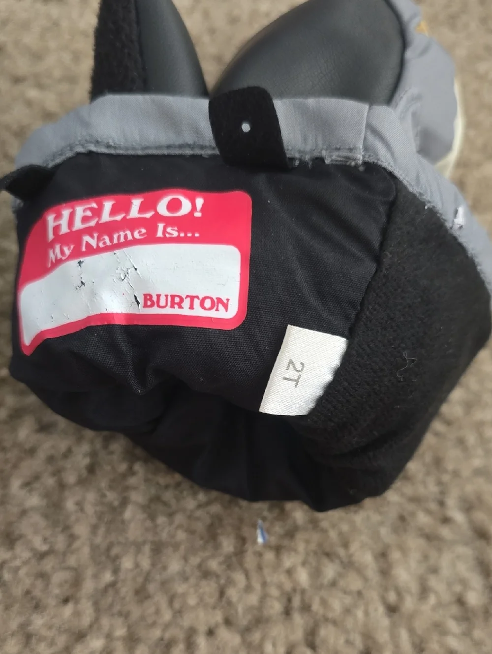 Burton Kids Mini Grommitt Light Gray Mittens with Yellow Animal Face 2t
